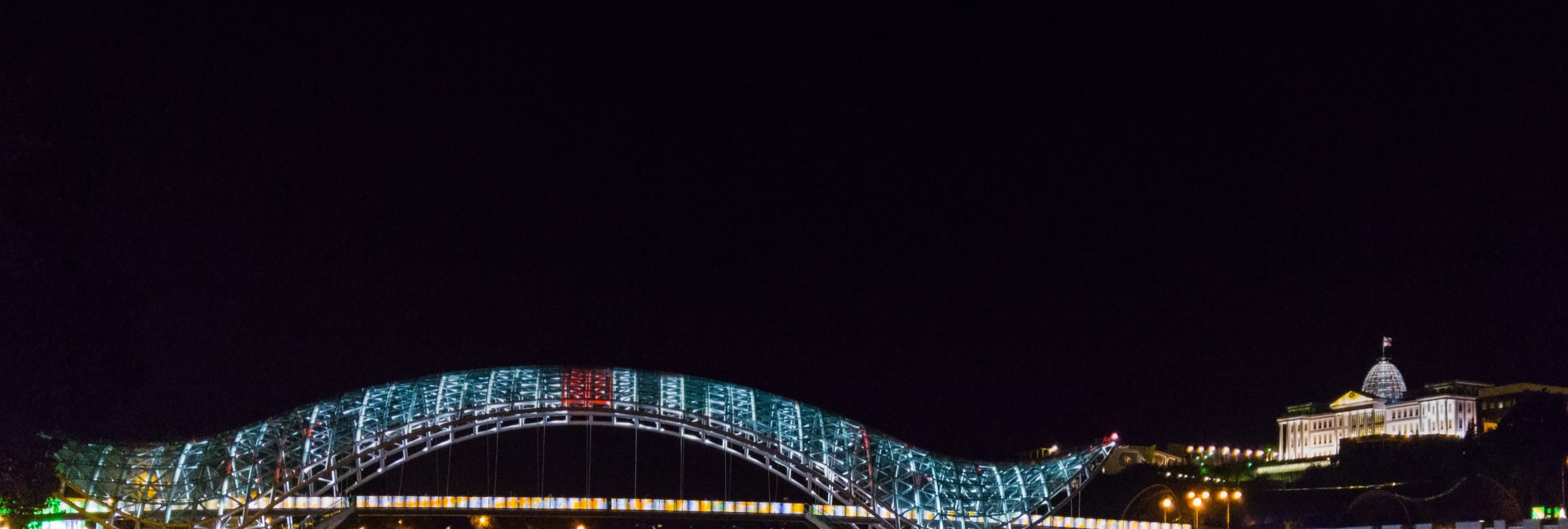 futuristic bridge at night